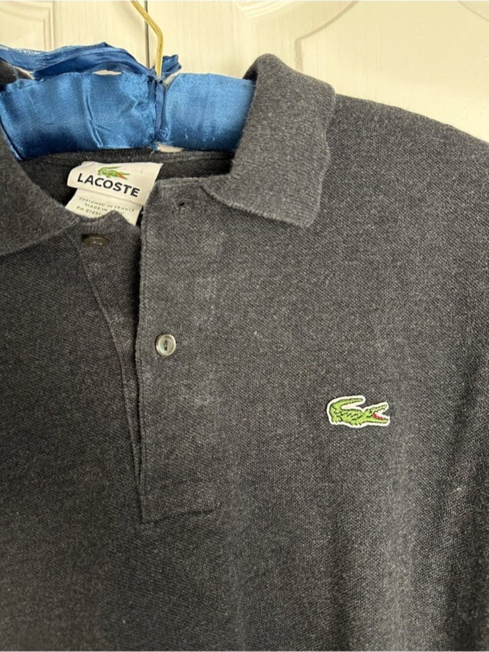 Lacoste Dark Grey Long Sleeve Cotton Polo Shirt Embroidered Crocodile Logo XL - Picture 5 of 8